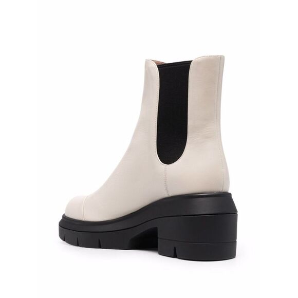 STUART WEITZMAN Womens Beige Norah Round Toe Block Heel Leather Booties 9 C - Picture 2 of 4